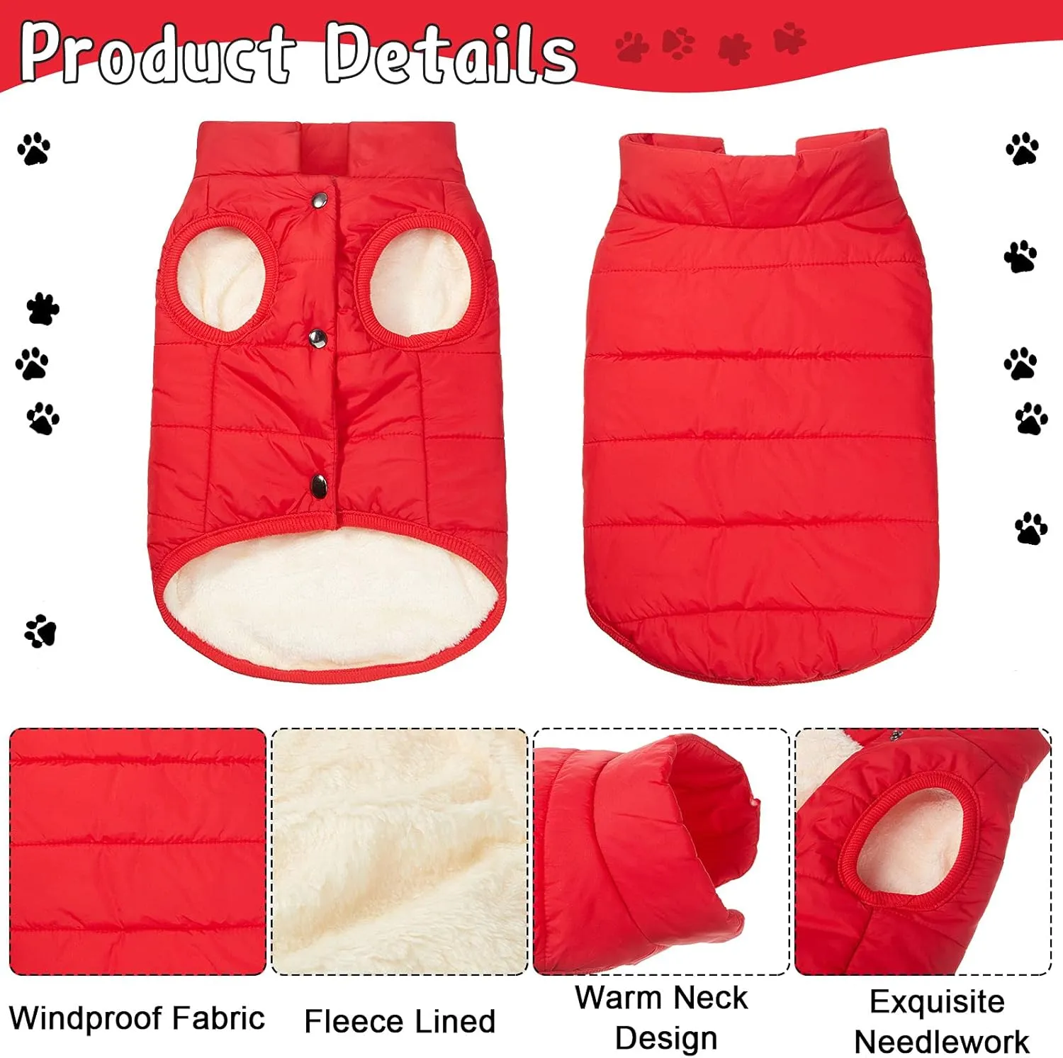 Syhood 2 Pieces Dog Jacket 2 Layers Fleece Lined Dog Jacket Warm Soft Windproof Small Pet Coat for Winter Cold Weather(X-Large,Navy, Red)