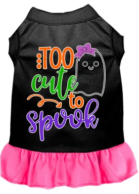 Too Cute To Spook-girly Ghost Screen Print Dog Dress Black With Bright Pink Med