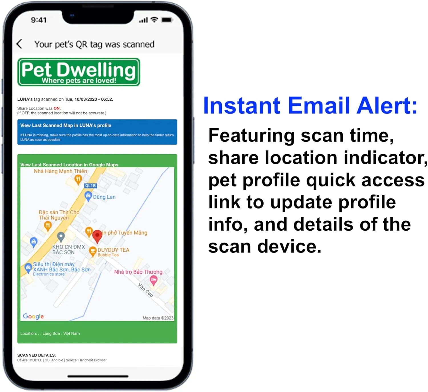 Ultra Lightweight Pet ID Tag for Small Dogs & Cats  Online Pet Profile, Instant Profile Access, & Scan Location Alerts (Round Pink)