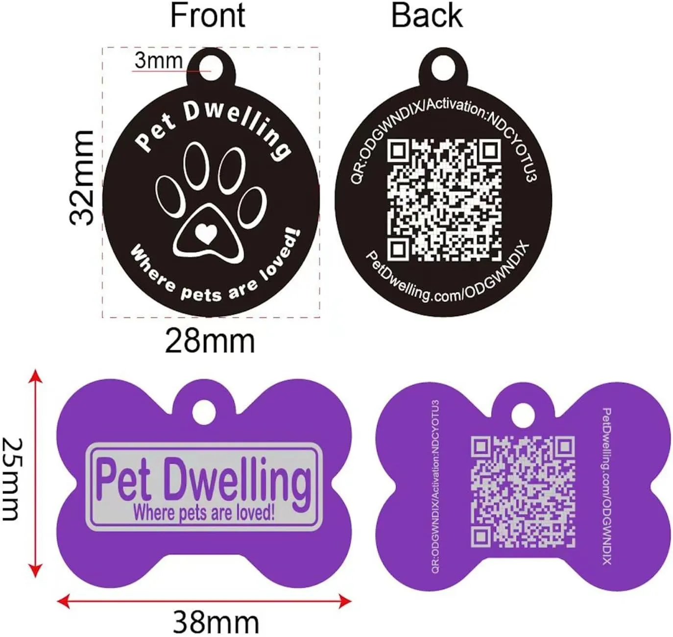 Ultra Lightweight Pet ID Tag for Small Dogs & Cats  Online Pet Profile, Instant Profile Access, & Scan Location Alerts (Round Pink)