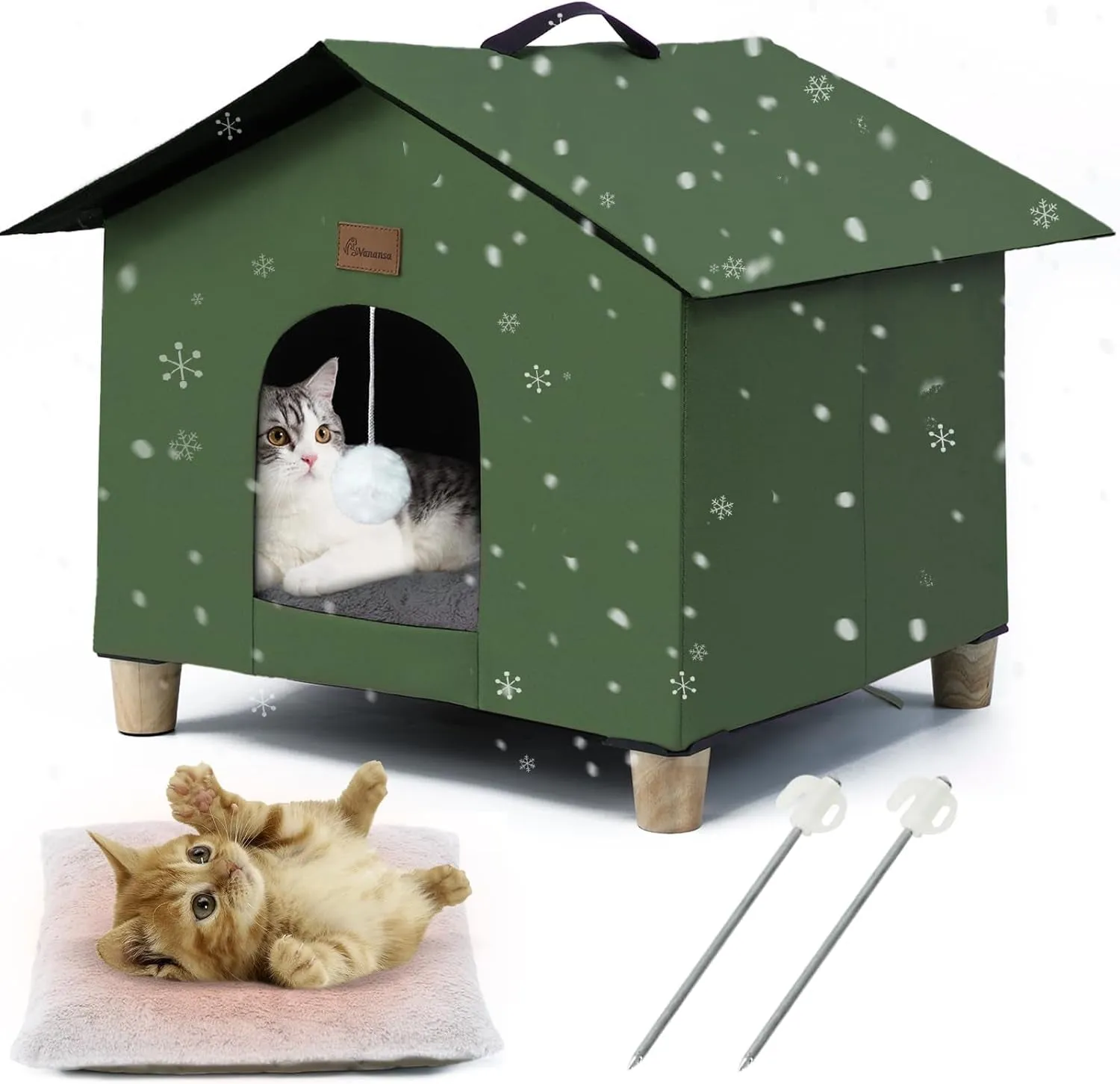 Weatherproof Feral Cat Shelter with Removable Soft Mat
