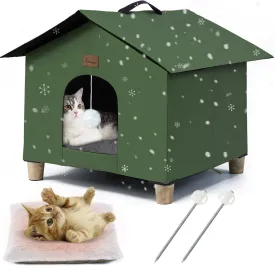 Weatherproof Feral Cat Shelter with Removable Soft Mat