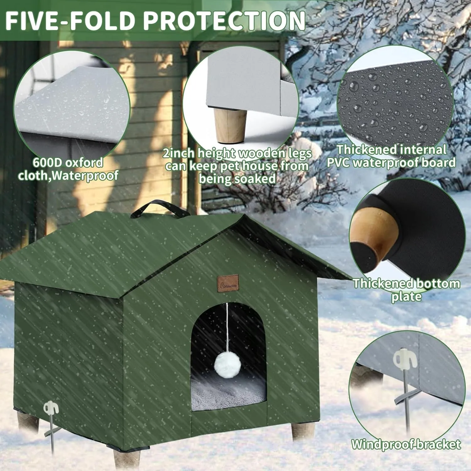 Weatherproof Feral Cat Shelter with Removable Soft Mat