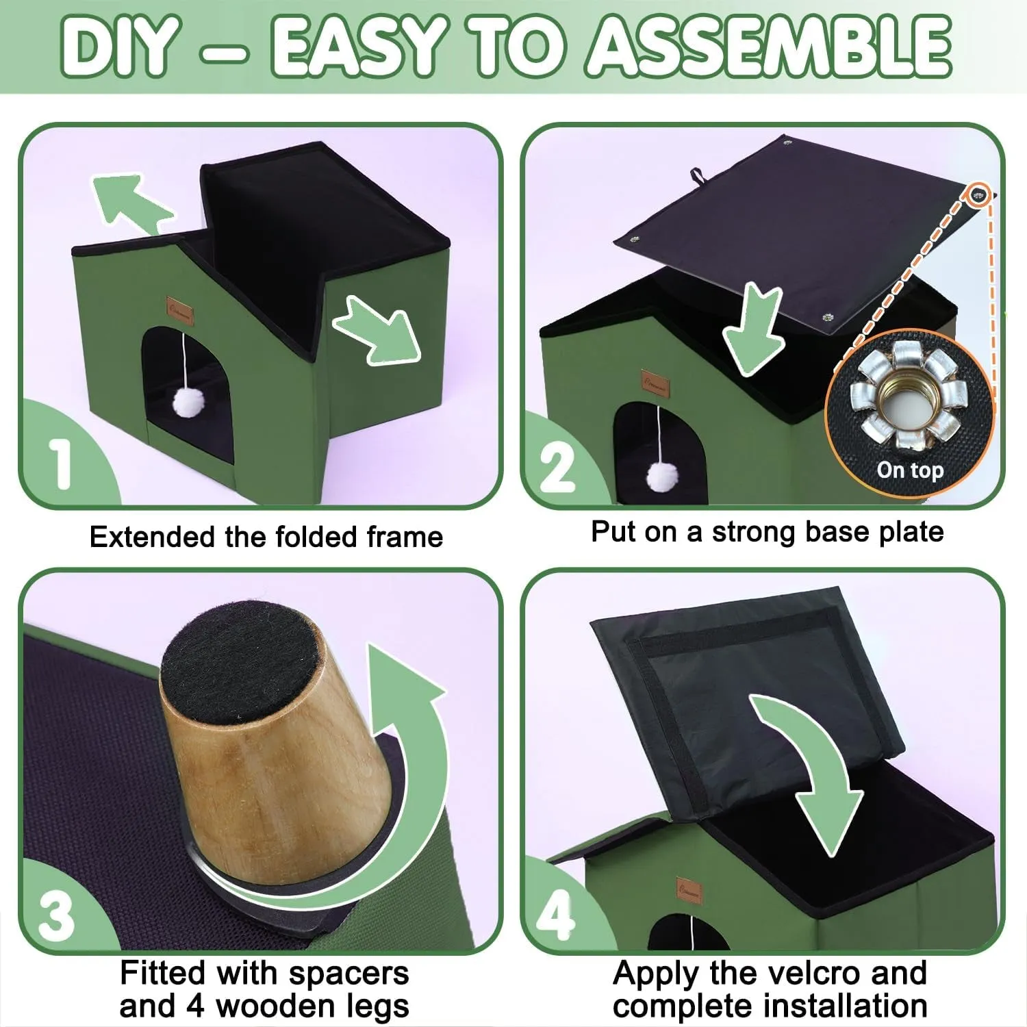Weatherproof Feral Cat Shelter with Removable Soft Mat