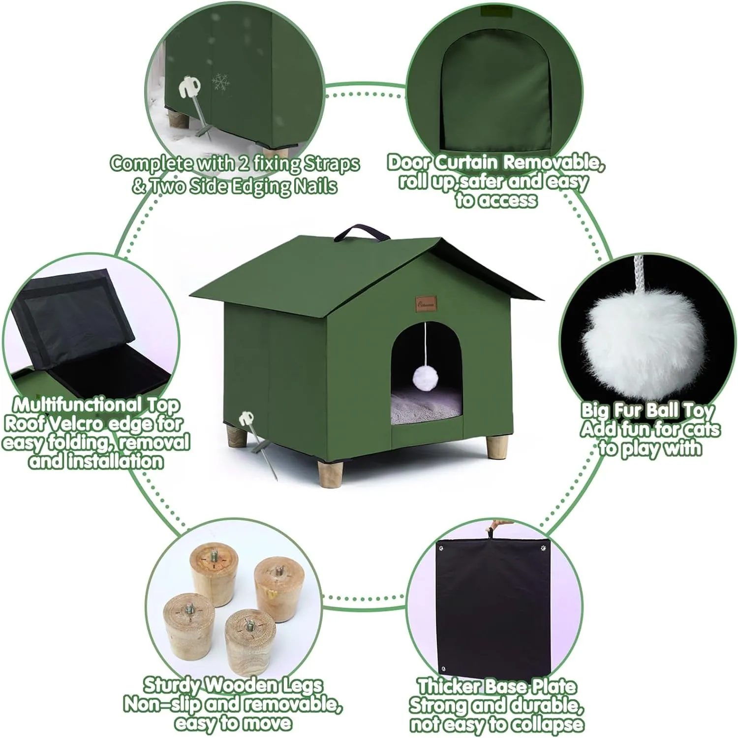 Weatherproof Feral Cat Shelter with Removable Soft Mat