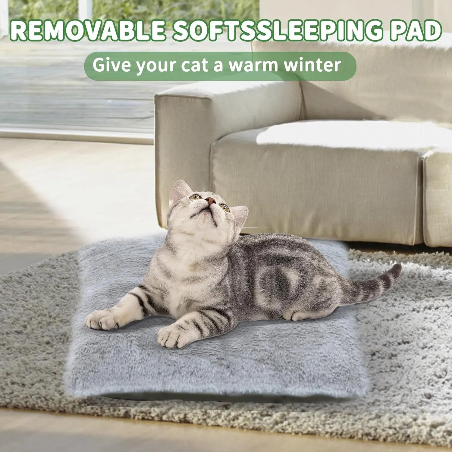 Weatherproof Feral Cat Shelter with Removable Soft Mat
