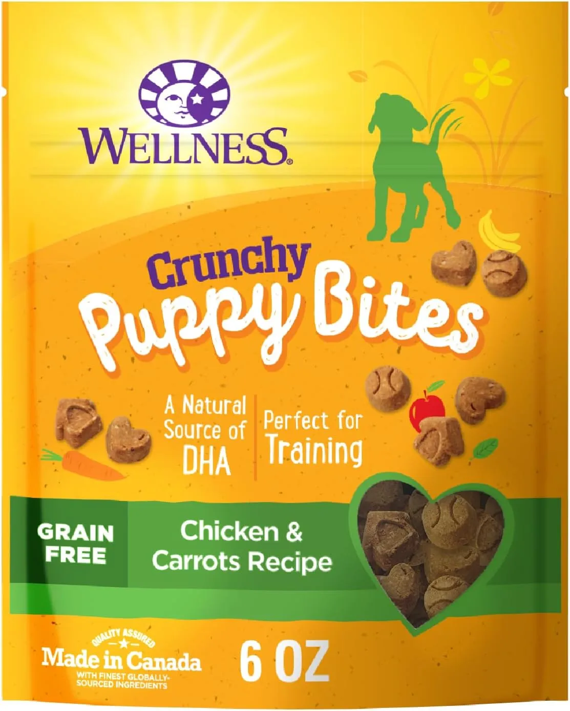 Wellness Puppy Treats, Natural, Training Treat, Grain Free, Crunchy Chicken & Carrot (6 Ounce bag)