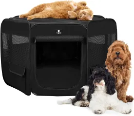 X-ZONE PET Dog Playpen Portable Pet Play Pens for Puppies, Cat, Rabbit, Chicks, Foldable Exercise Play Tent Kennel Crate, Indoor/Outdoor Travel Camping Black Small