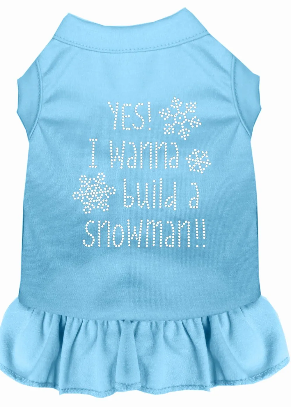 Yes! I Want To Build A Snowman Rhinestone Dog Dress Baby Blue Xl (16)
