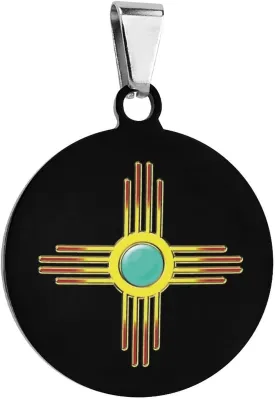 Zia Sun Pueblo-New Mexico Logo Pet ID Tags Personalized Stainless Steel Dog and Cat Tags Cute Collar Tag Circular