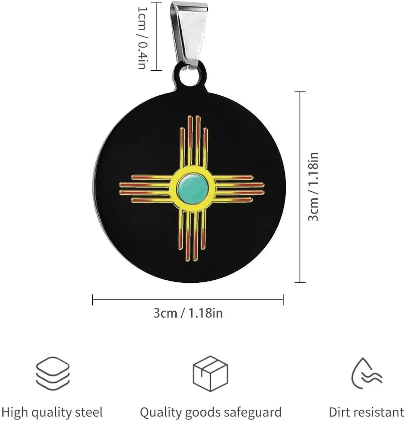 Zia Sun Pueblo-New Mexico Logo Pet ID Tags Personalized Stainless Steel Dog and Cat Tags Cute Collar Tag Circular