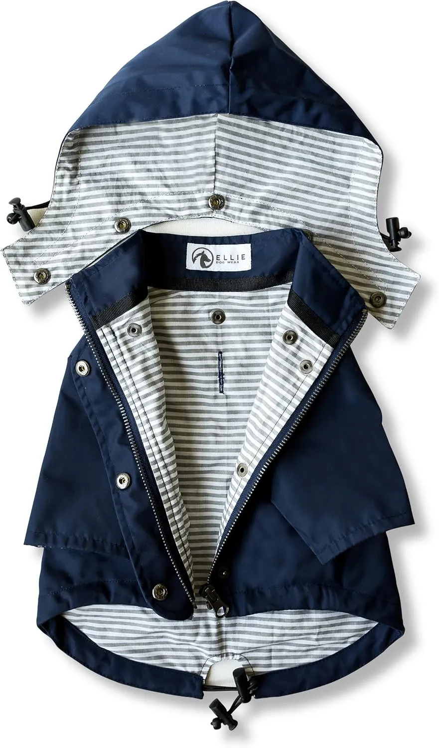Zip Up Dog Raincoats with Reflective Buttons, Pockets, Rain/Water Resistant, Adjustable Drawstring, & Removable Hood - XXS to XXL - Stylish Premium Dog Raincoats (Navy, X-Small)