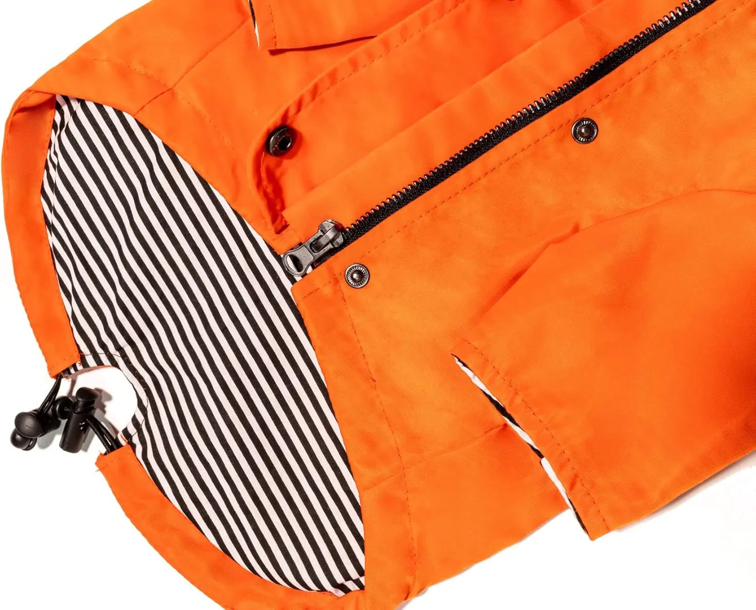 Zip Up Dog Raincoats with Reflective Buttons, Pockets, Rain/Water Resistant, Adjustable Drawstring, & Removable Hood - XXS to XXL - Stylish Premium Dog Raincoats (Orange, X-Small)