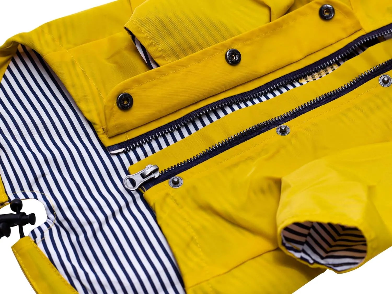 Zip Up Dog Raincoats with Reflective Buttons, Pockets, Rain/Water Resistant, Adjustable Drawstring, & Removable Hood - XXS to XXL - Stylish Premium Dog Raincoats (Yellow, Large)
