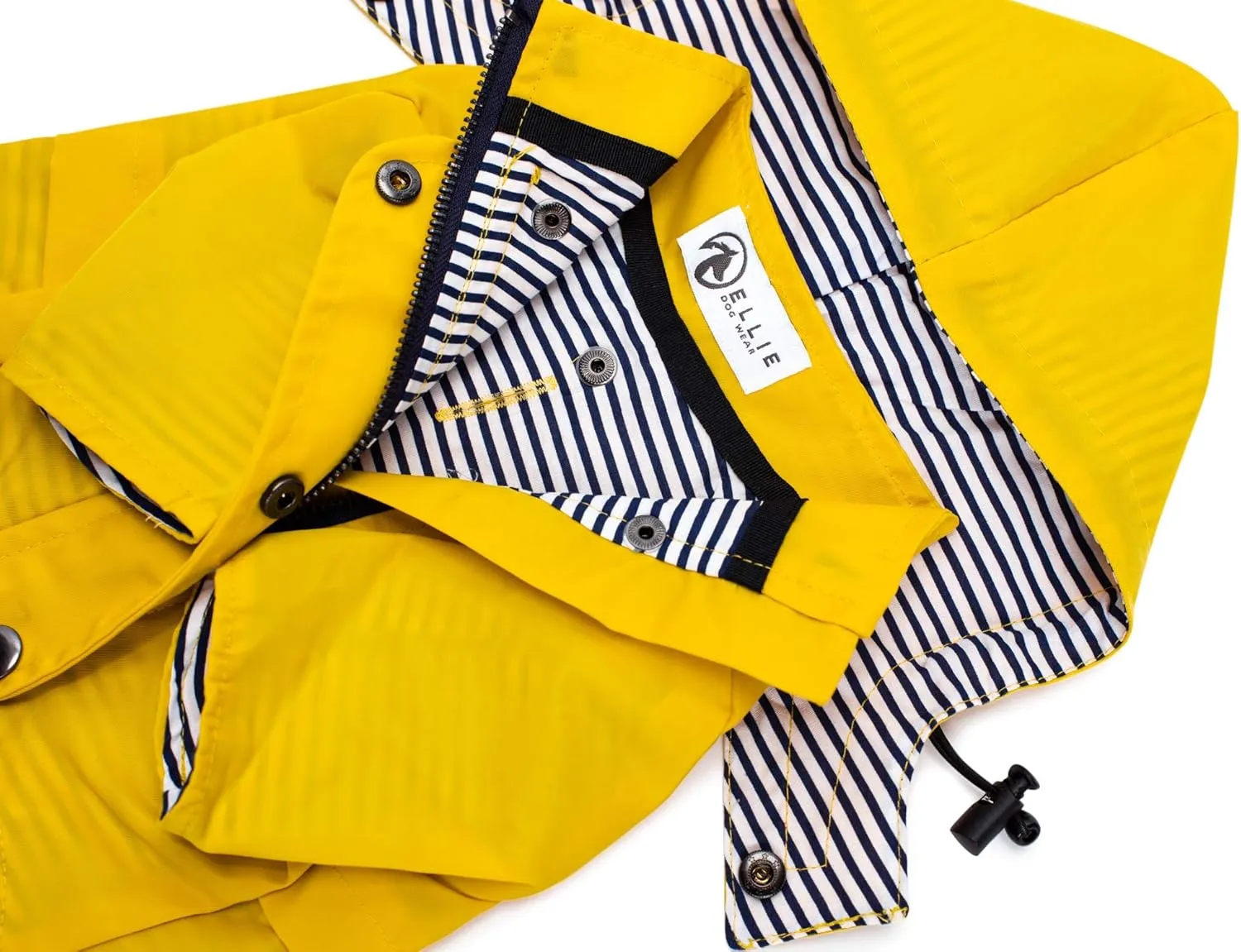 Zip Up Dog Raincoats with Reflective Buttons, Pockets, Rain/Water Resistant, Adjustable Drawstring, & Removable Hood - XXS to XXL - Stylish Premium Dog Raincoats (Yellow, Large)